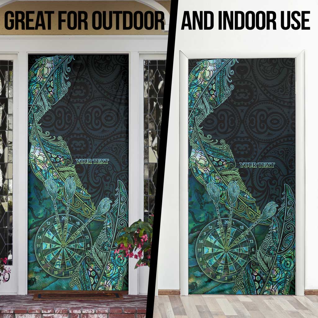 Personalised New Zealand Dart Door Cover Maori Fern With Paua Shell DT05 - Polynesian Pride