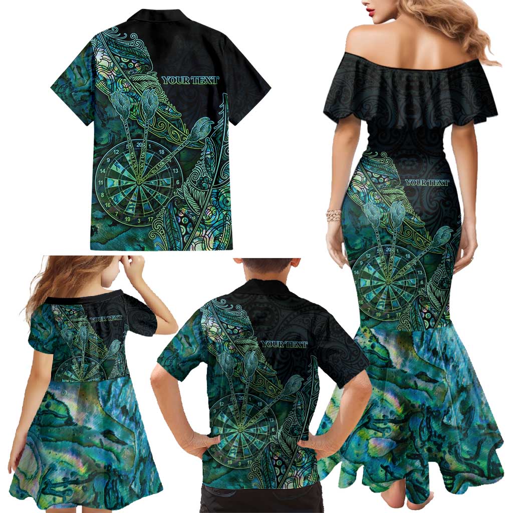 Personalised New Zealand Dart Family Matching Mermaid Dress and Hawaiian Shirt Maori Fern With Paua Shell DT05 - Polynesian Pride