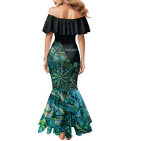 Personalised New Zealand Dart Family Matching Mermaid Dress and Hawaiian Shirt Maori Fern With Paua Shell DT05 - Polynesian Pride