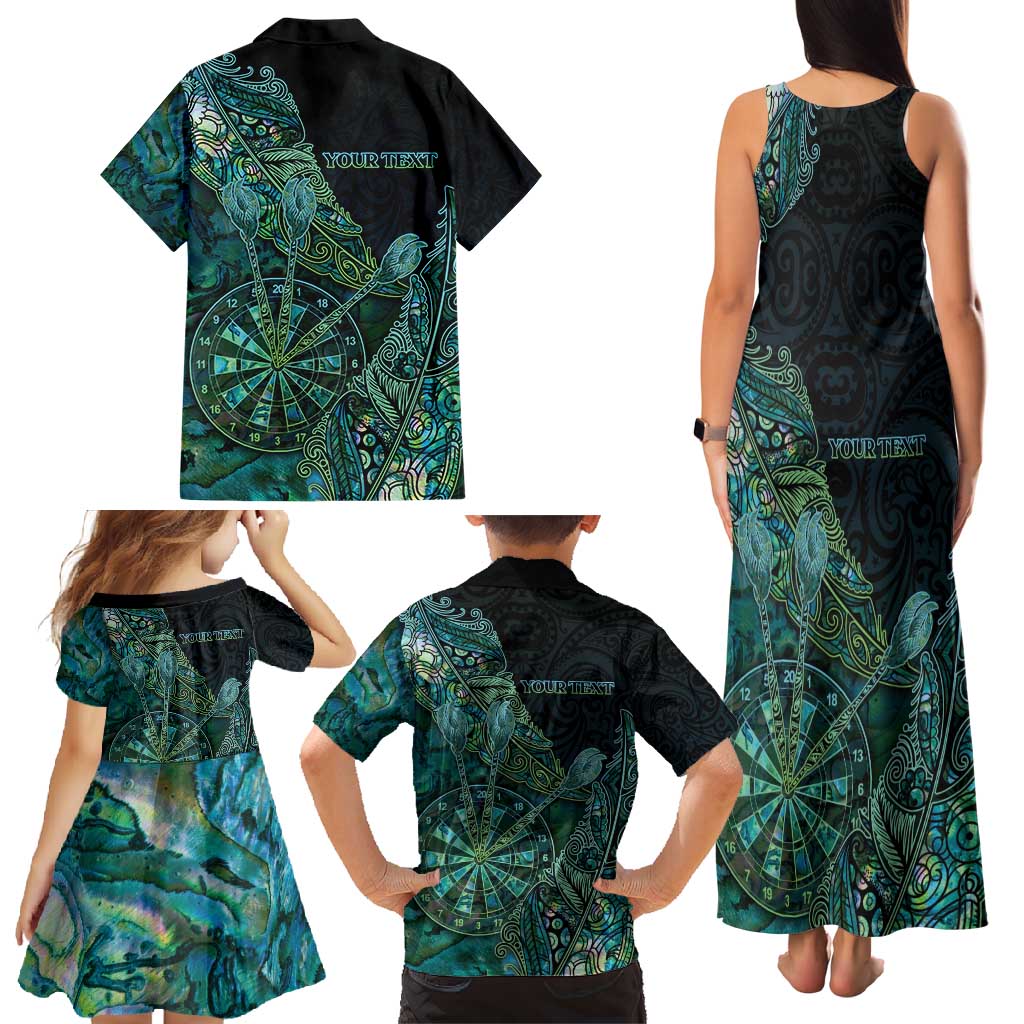 Personalised New Zealand Dart Family Matching Tank Maxi Dress and Hawaiian Shirt Maori Fern With Paua Shell DT05 - Polynesian Pride