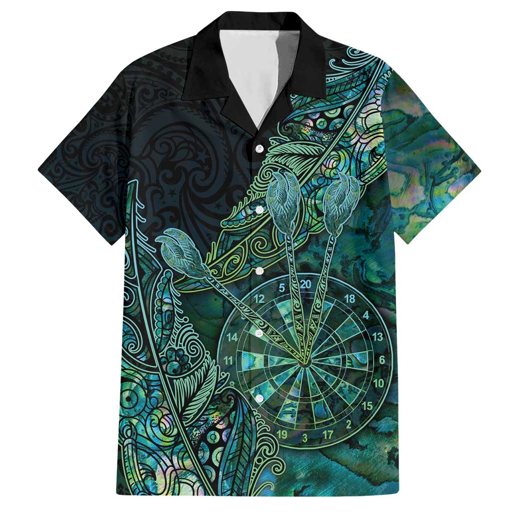 Personalised New Zealand Dart Hawaiian Shirt Maori Fern With Paua Shell DT05 Green - Polynesian Pride