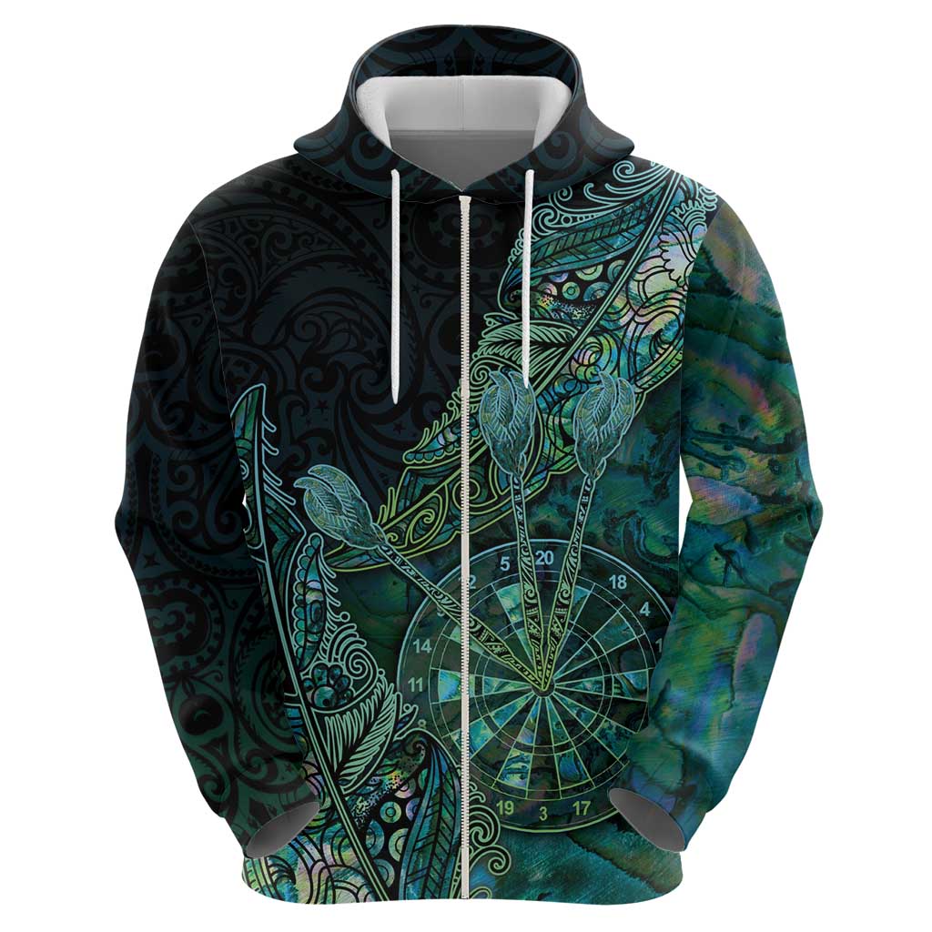 Personalised New Zealand Dart Hoodie Maori Fern With Paua Shell - Polynesian Pride