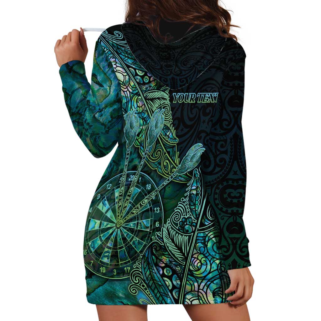 Personalised New Zealand Dart Hoodie Dress Maori Fern With Paua Shell DT05 - Polynesian Pride