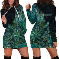 Personalised New Zealand Dart Hoodie Dress Maori Fern With Paua Shell DT05 - Polynesian Pride