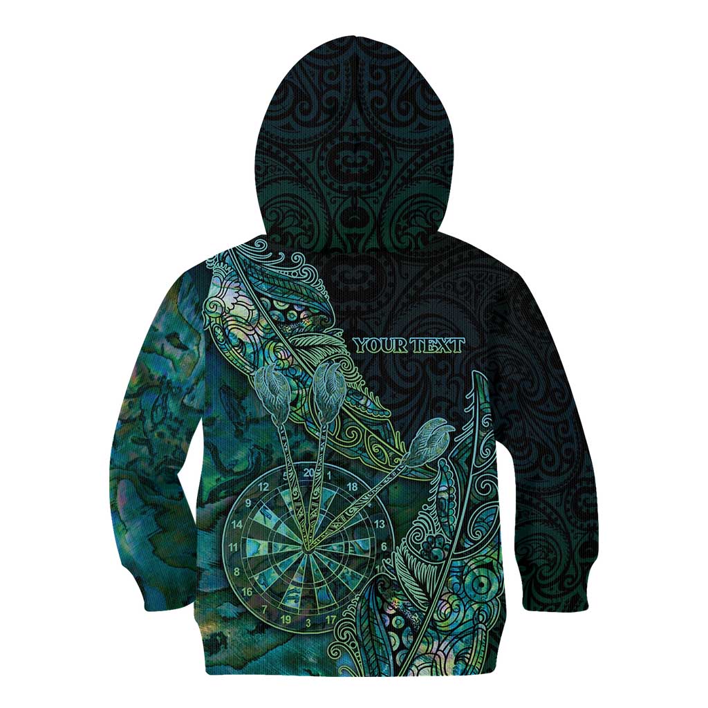 Personalised New Zealand Dart Kid Hoodie Maori Fern With Paua Shell DT05 - Polynesian Pride