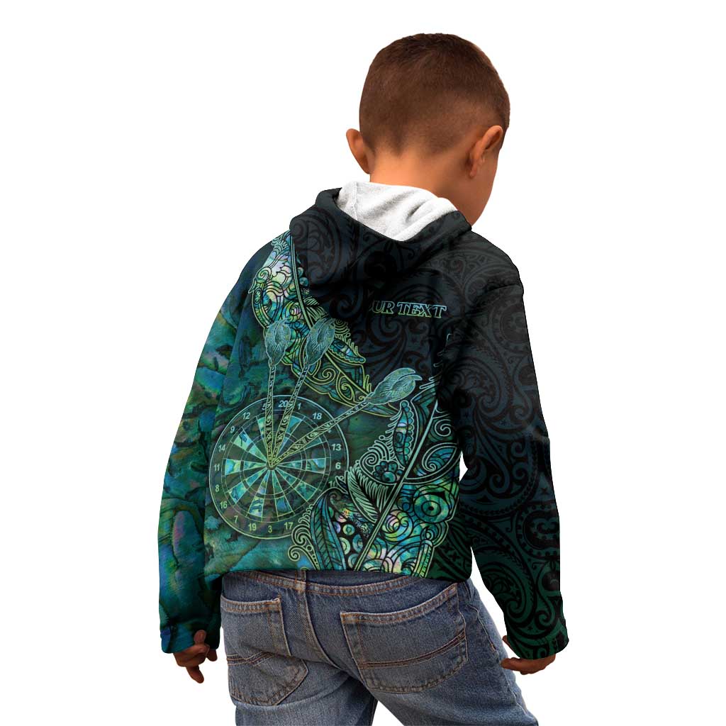 Personalised New Zealand Dart Kid Hoodie Maori Fern With Paua Shell DT05 - Polynesian Pride