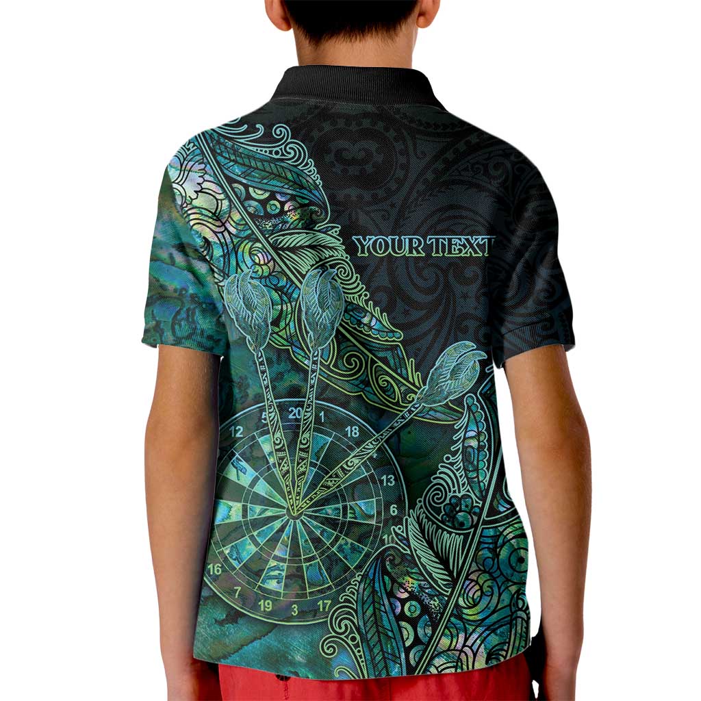 Personalised New Zealand Dart Kid Polo Shirt Maori Fern With Paua Shell DT05 - Polynesian Pride