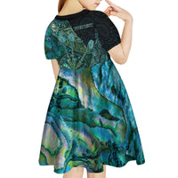 Personalised New Zealand Dart Kid Short Sleeve Dress Maori Fern With Paua Shell DT05 - Polynesian Pride