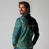 Personalised New Zealand Dart Long Sleeve Polo Shirt Maori Fern With Paua Shell DT05 - Polynesian Pride