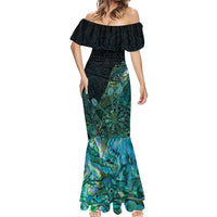 Personalised New Zealand Dart Mermaid Dress Maori Fern With Paua Shell DT05 - Polynesian Pride