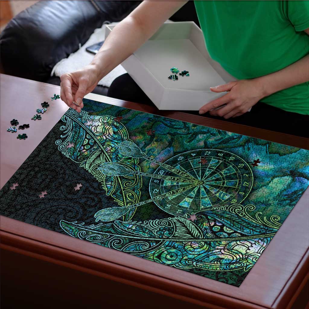 New Zealand Dart Puzzle Maori Fern With Paua Shell DT05 - Polynesian Pride