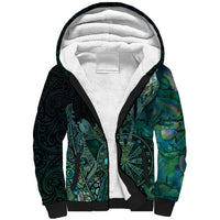 Personalised New Zealand Dart Sherpa Hoodie Maori Fern With Paua Shell DT05 Unisex Green - Polynesian Pride
