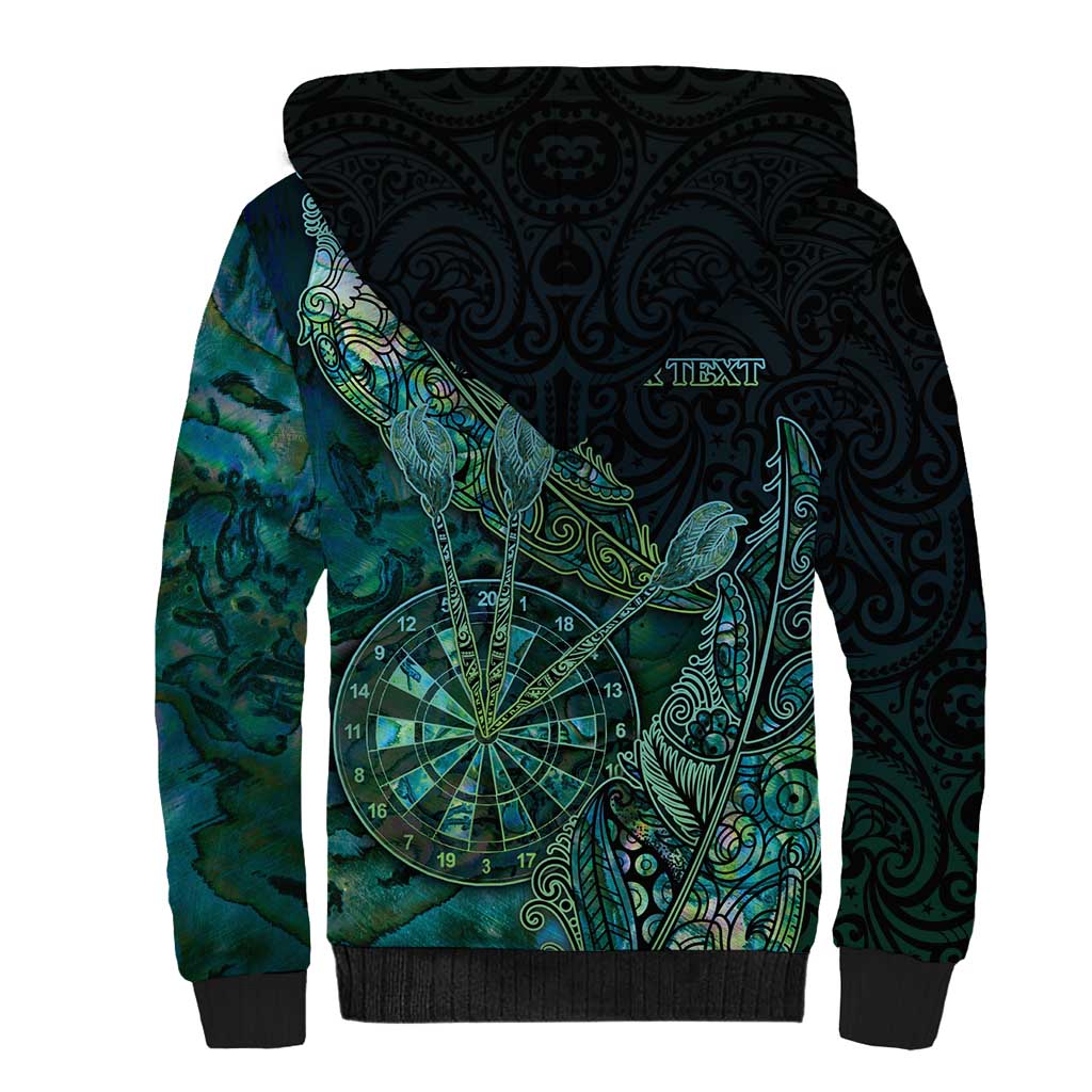 Personalised New Zealand Dart Sherpa Hoodie Maori Fern With Paua Shell DT05 - Polynesian Pride