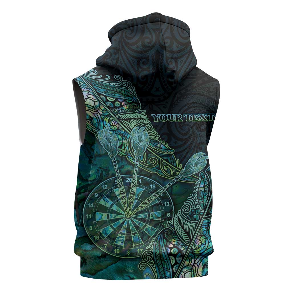 Personalised New Zealand Dart Sleeveless Hoodie Maori Fern With Paua Shell DT05 - Polynesian Pride