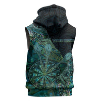 Personalised New Zealand Dart Sleeveless Hoodie Maori Fern With Paua Shell DT05 - Polynesian Pride