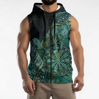 Personalised New Zealand Dart Sleeveless Zip Hoodie Maori Fern With Paua Shell DT05 - Polynesian Pride