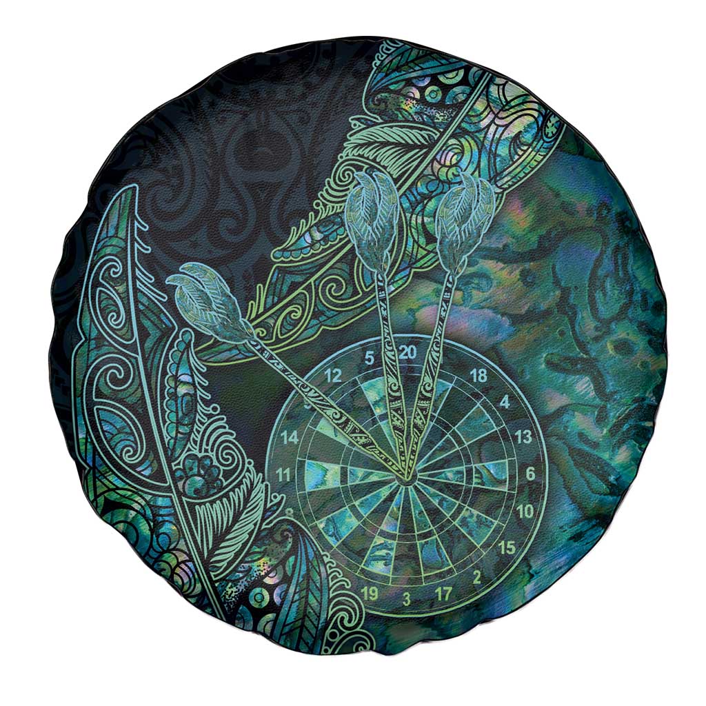 New Zealand Dart Spare Tire Cover Maori Fern With Paua Shell DT05 - Polynesian Pride