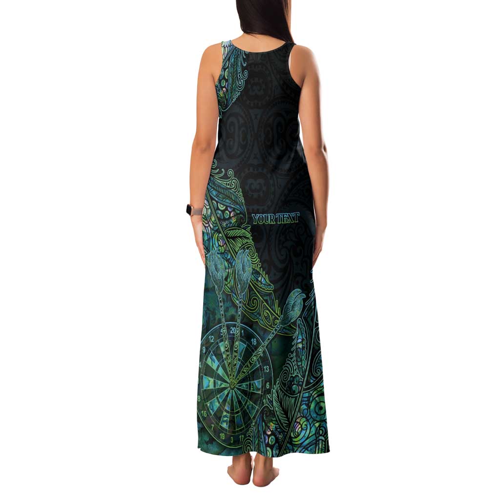 Personalised New Zealand Dart Tank Maxi Dress Maori Fern With Paua Shell DT05 - Polynesian Pride