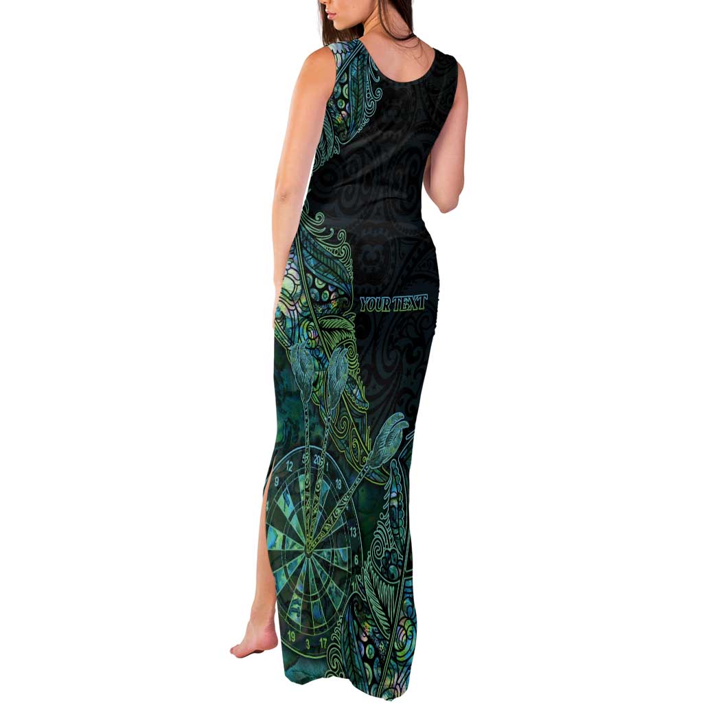 Personalised New Zealand Dart Tank Maxi Dress Maori Fern With Paua Shell DT05 - Polynesian Pride