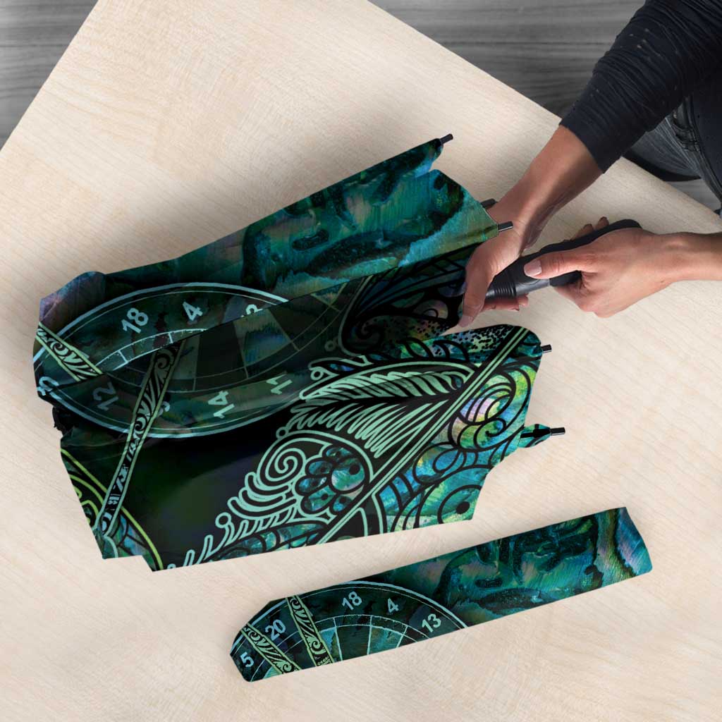 New Zealand Dart Umbrella Maori Fern With Paua Shell - Polynesian Pride