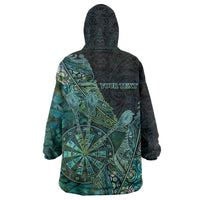 Personalised New Zealand Dart Wearable Blanket Hoodie Maori Fern With Paua Shell DT05 - Polynesian Pride