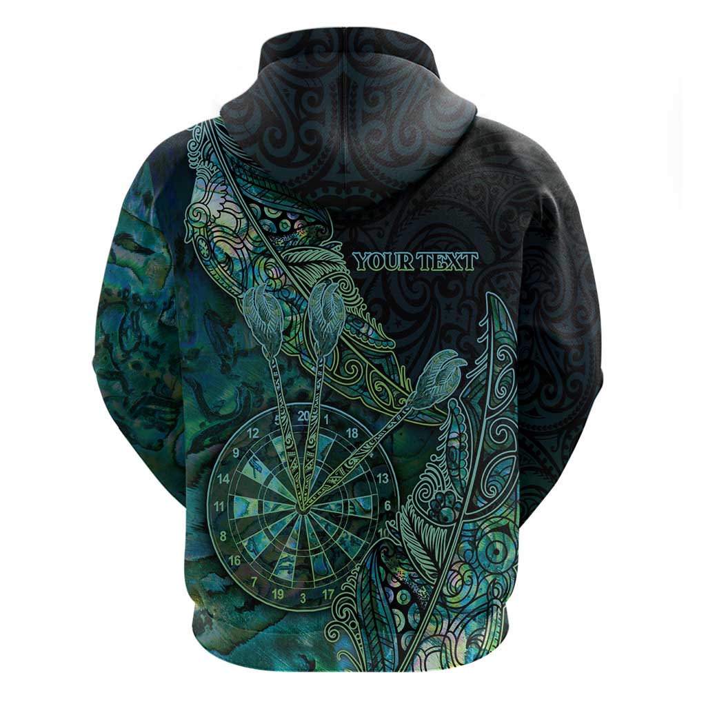 Personalised New Zealand Dart Zip Hoodie Maori Fern With Paua Shell DT05 - Polynesian Pride