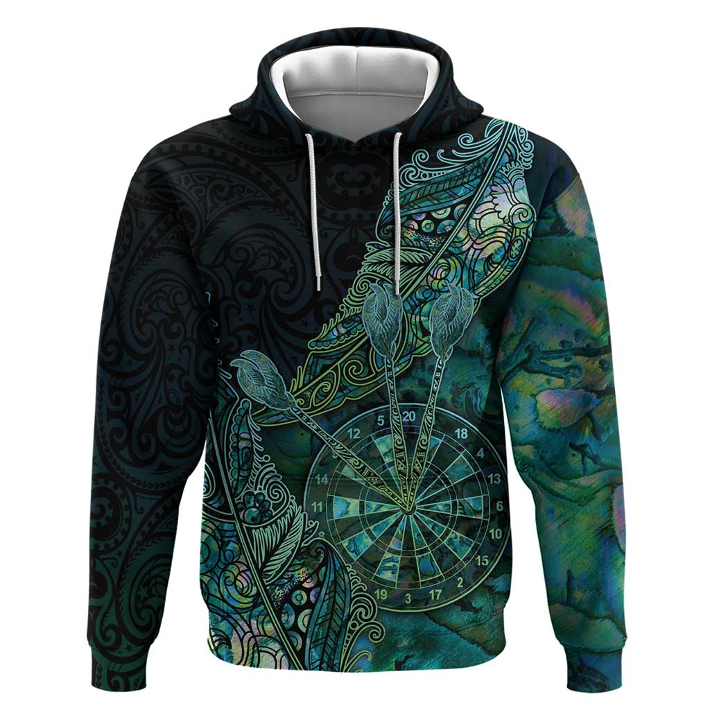 Personalised New Zealand Dart Zip Hoodie Maori Fern With Paua Shell DT05 Pullover Hoodie Green - Polynesian Pride