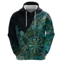 Personalised New Zealand Dart Zip Hoodie Maori Fern With Paua Shell DT05 - Polynesian Pride