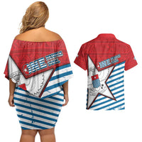 West Papua Morning Star Couples Matching Off Shoulder Short Dress and Hawaiian Shirt One People One Soul DT05 - Polynesian Pride