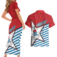 West Papua Morning Star Couples Matching Short Sleeve Bodycon Dress and Hawaiian Shirt One People One Soul DT05 - Polynesian Pride