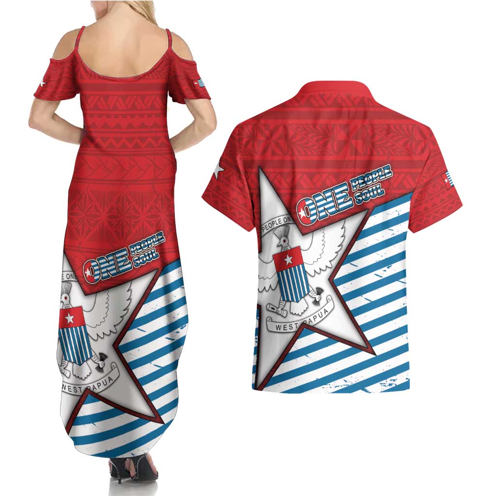 West Papua Morning Star Couples Matching Summer Maxi Dress and Hawaiian Shirt One People One Soul DT05 - Polynesian Pride