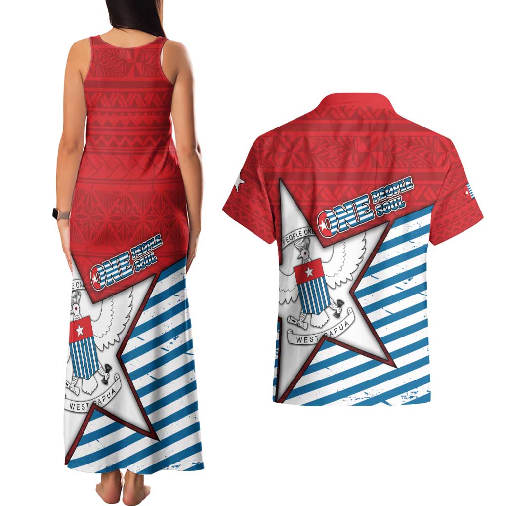 West Papua Morning Star Couples Matching Tank Maxi Dress and Hawaiian Shirt One People One Soul DT05 - Polynesian Pride