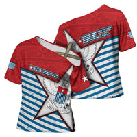 West Papua Morning Star Cross Shoulder Shirt One People One Soul - Polynesian Pride