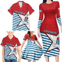 West Papua Morning Star Family Matching Long Sleeve Bodycon Dress and Hawaiian Shirt One People One Soul DT05 - Polynesian Pride