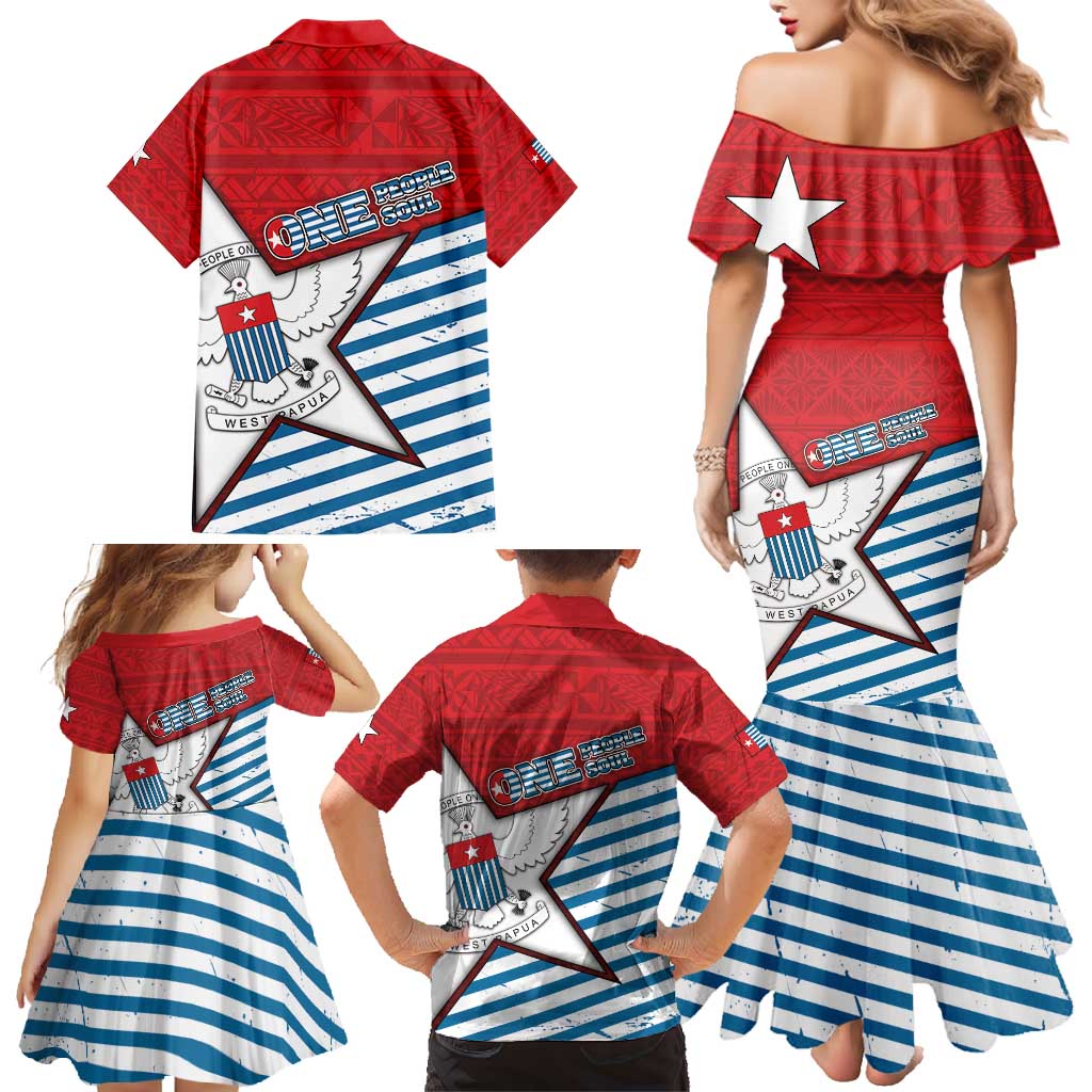 West Papua Morning Star Family Matching Mermaid Dress and Hawaiian Shirt One People One Soul DT05 - Polynesian Pride