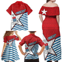 West Papua Morning Star Family Matching Off Shoulder Maxi Dress and Hawaiian Shirt One People One Soul DT05 - Polynesian Pride