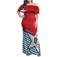 West Papua Morning Star Family Matching Off Shoulder Maxi Dress and Hawaiian Shirt One People One Soul DT05 Mom's Dress Red - Polynesian Pride