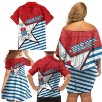 West Papua Morning Star Family Matching Off Shoulder Short Dress and Hawaiian Shirt One People One Soul DT05 - Polynesian Pride