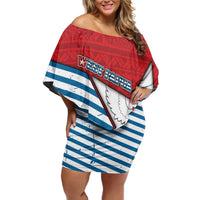 West Papua Morning Star Family Matching Off Shoulder Short Dress and Hawaiian Shirt One People One Soul DT05 Mom's Dress Red - Polynesian Pride