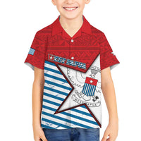 West Papua Morning Star Family Matching Off Shoulder Short Dress and Hawaiian Shirt One People One Soul DT05 Son's Shirt Red - Polynesian Pride