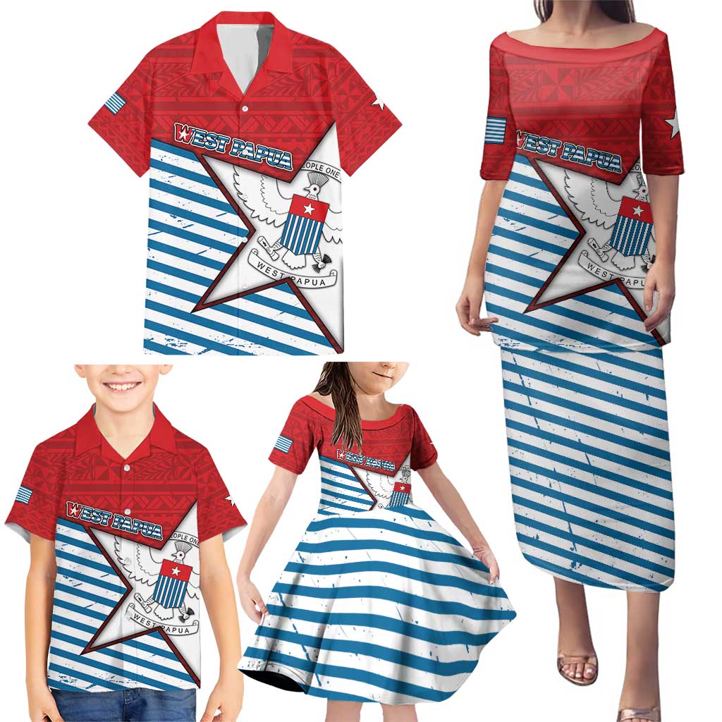 West Papua Morning Star Family Matching Puletasi and Hawaiian Shirt One People One Soul DT05 - Polynesian Pride