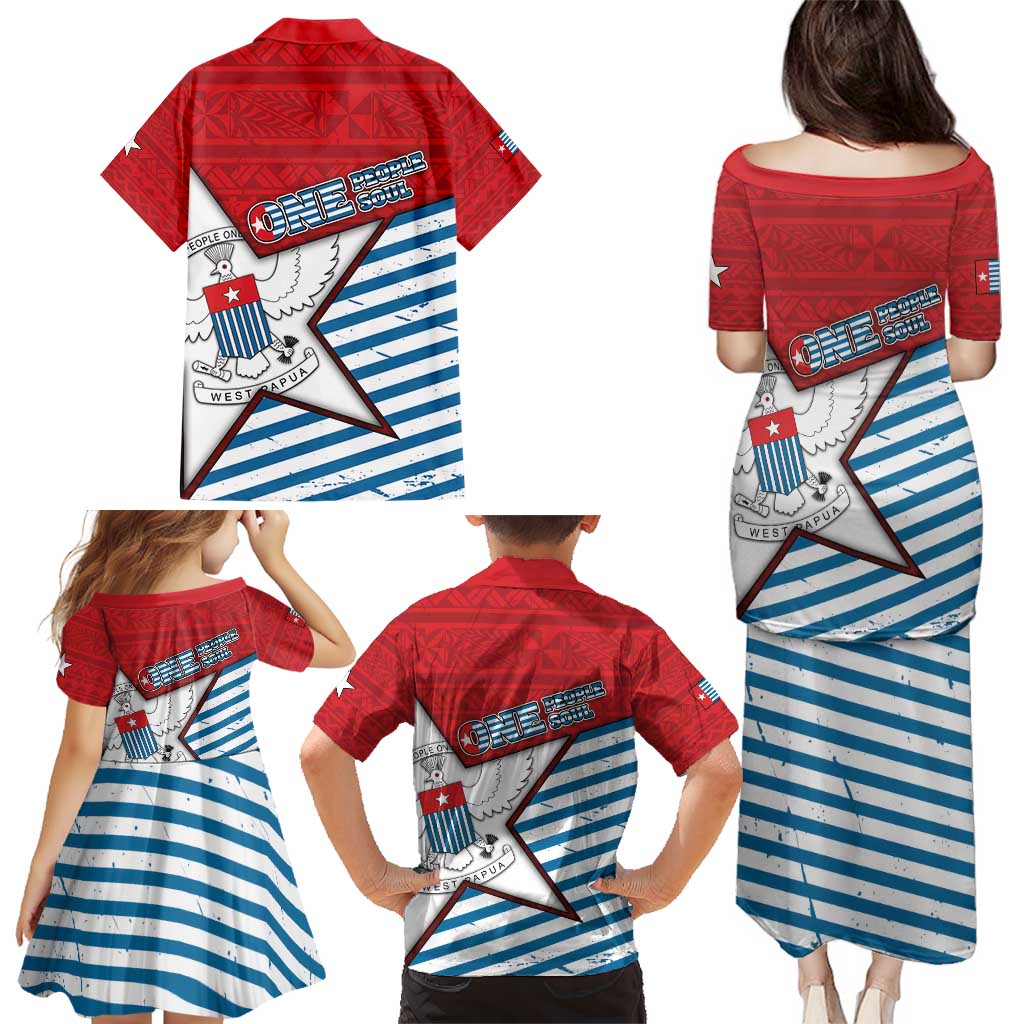 West Papua Morning Star Family Matching Puletasi and Hawaiian Shirt One People One Soul DT05 - Polynesian Pride
