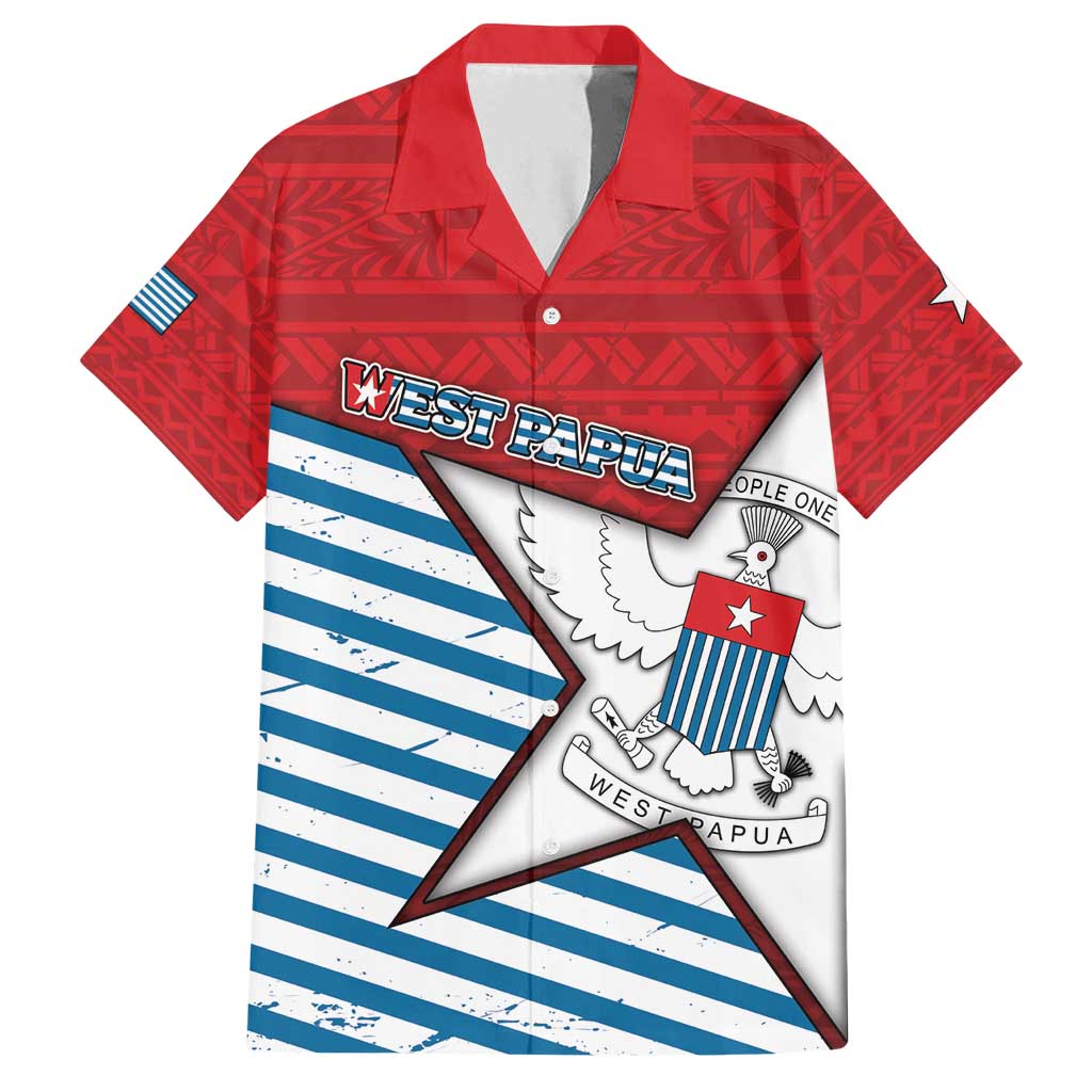 West Papua Morning Star Family Matching Puletasi and Hawaiian Shirt One People One Soul DT05 Dad's Shirt - Short Sleeve Red - Polynesian Pride
