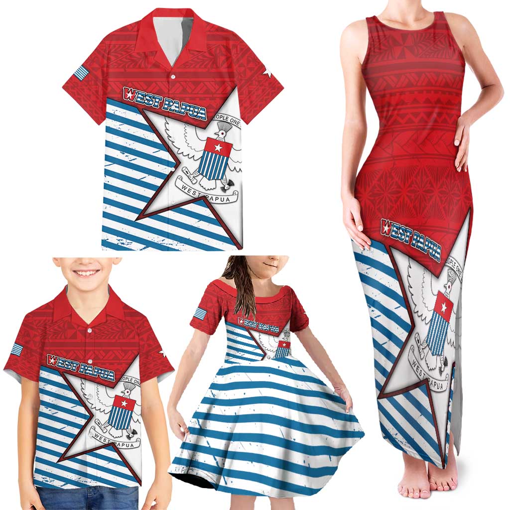 West Papua Morning Star Family Matching Tank Maxi Dress and Hawaiian Shirt One People One Soul DT05 - Polynesian Pride