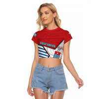 West Papua Morning Star Raglan Cropped T Shirt One People One Soul DT05 Female Red - Polynesian Pride