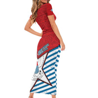 West Papua Morning Star Short Sleeve Bodycon Dress One People One Soul - Polynesian Pride