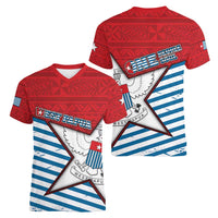West Papua Morning Star Women V-Neck T-Shirt One People One Soul DT05 - Polynesian Pride