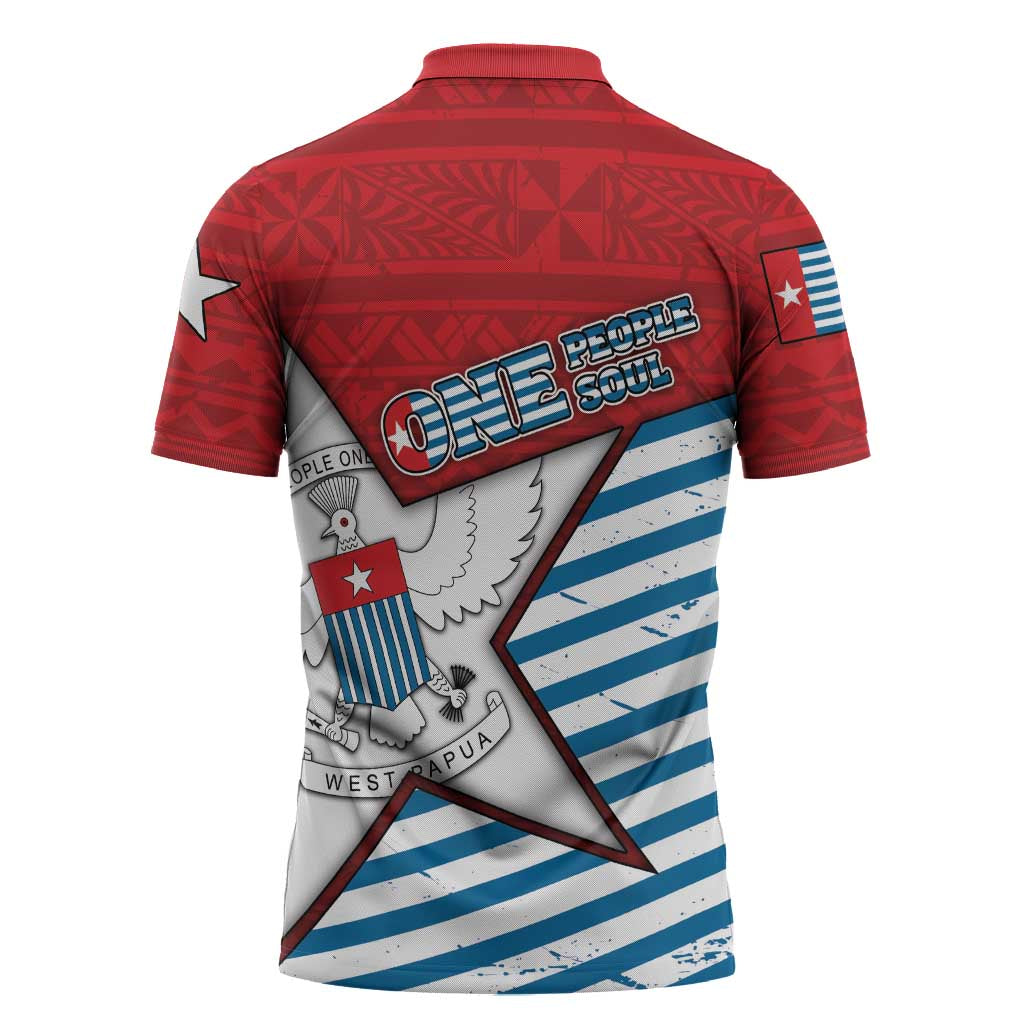 West Papua Morning Star Zipper Polo Shirt One People One Soul DT05 - Polynesian Pride