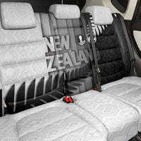 New Zealand Football Back Car Seat Cover Silver Fern Maori Pattern Monochrome DT05 - Polynesian Pride