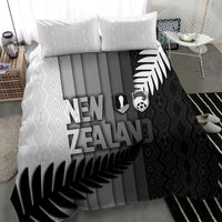 New Zealand Football Bedding Set Silver Fern Maori Pattern Monochrome